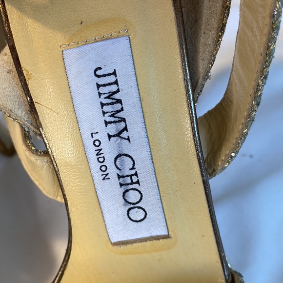 Jimmy Choo Silver Glitter Platform Stiletto Strappy Sandals - Picture 4 of 13